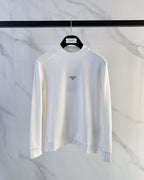 Prada - Cotton Crewneck Sweatshirt with Triangular Logo & Snap Sleeve Detail