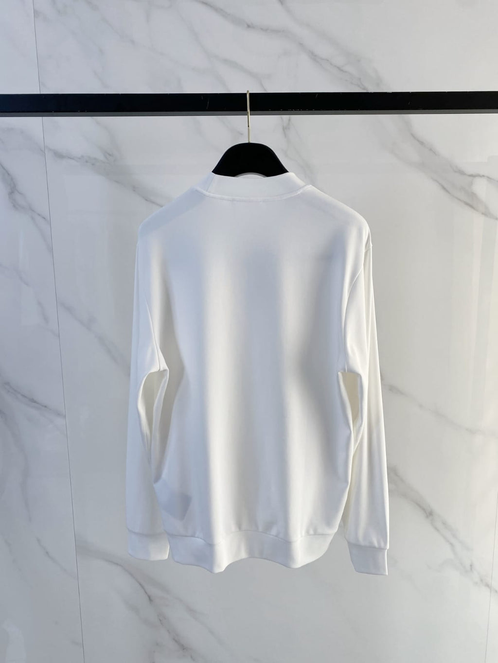 Prada - Cotton Crewneck Sweatshirt with Triangular Logo & Snap Sleeve Detail