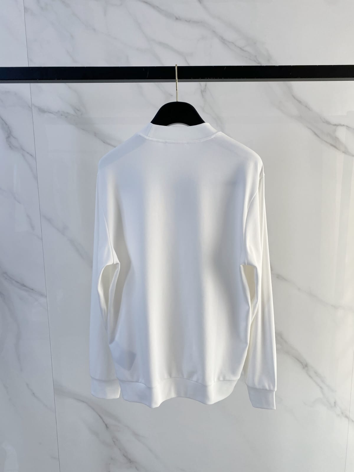 Prada - Cotton Crewneck Sweatshirt with Triangular Logo & Snap Sleeve Detail