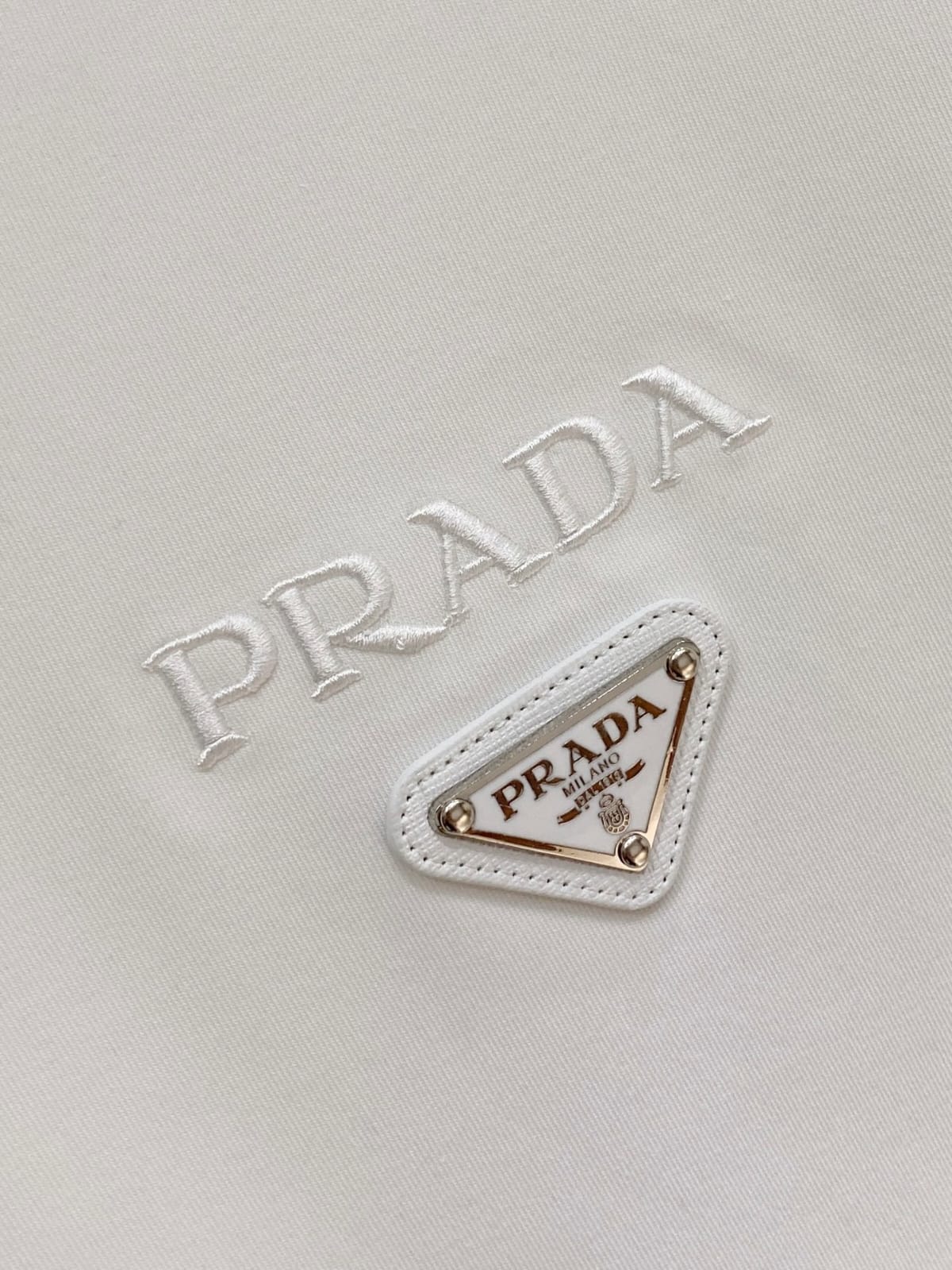 Prada - Cotton Crewneck Sweatshirt with Triangular Logo & Snap Sleeve Detail