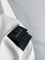 Prada - Cotton Crewneck Sweatshirt with Triangular Logo & Snap Sleeve Detail