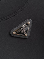 Prada - Cotton Crewneck Sweatshirt with Triangular Logo & Snap Sleeve Detail