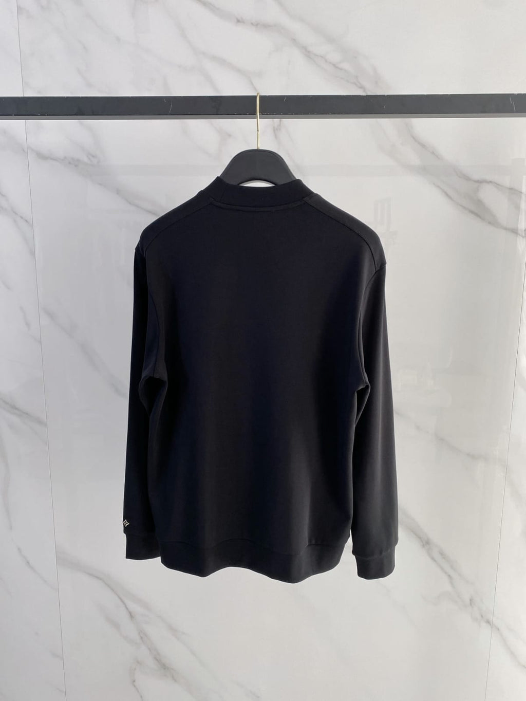 Prada - Cotton Crewneck Sweatshirt with Triangular Logo & Snap Sleeve Detail