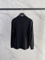Prada - Cotton Crewneck Sweatshirt with Triangular Logo & Snap Sleeve Detail
