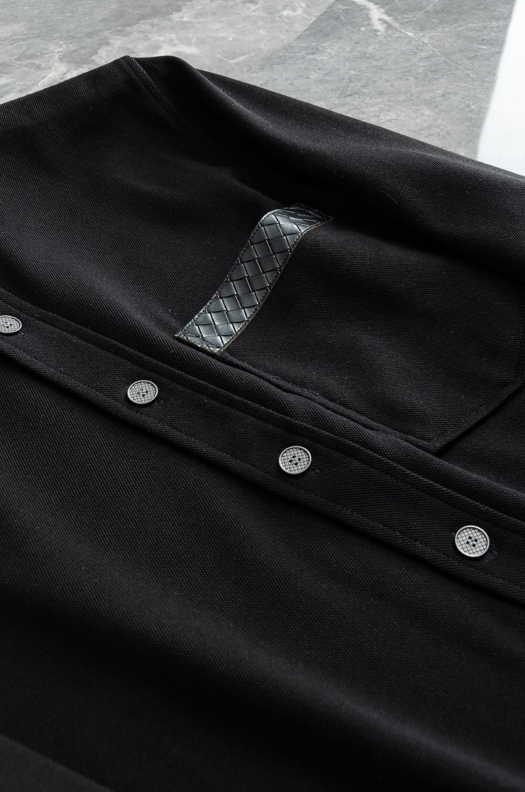 Bottega Veneta - Long-Sleeve Shirt with Intrecciato Leather Pocket Detail