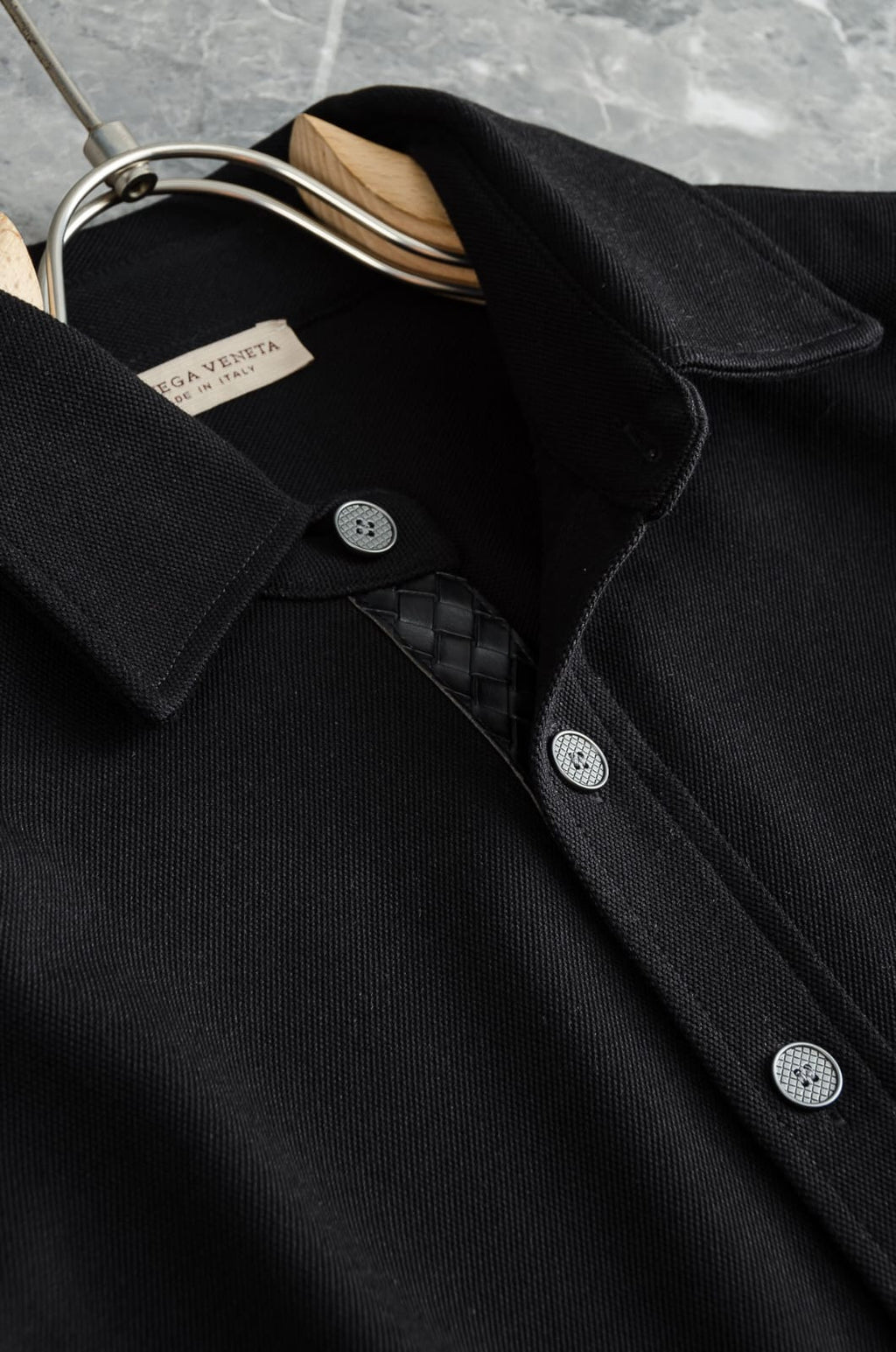 Bottega Veneta - Long-Sleeve Shirt with Intrecciato Leather Pocket Detail