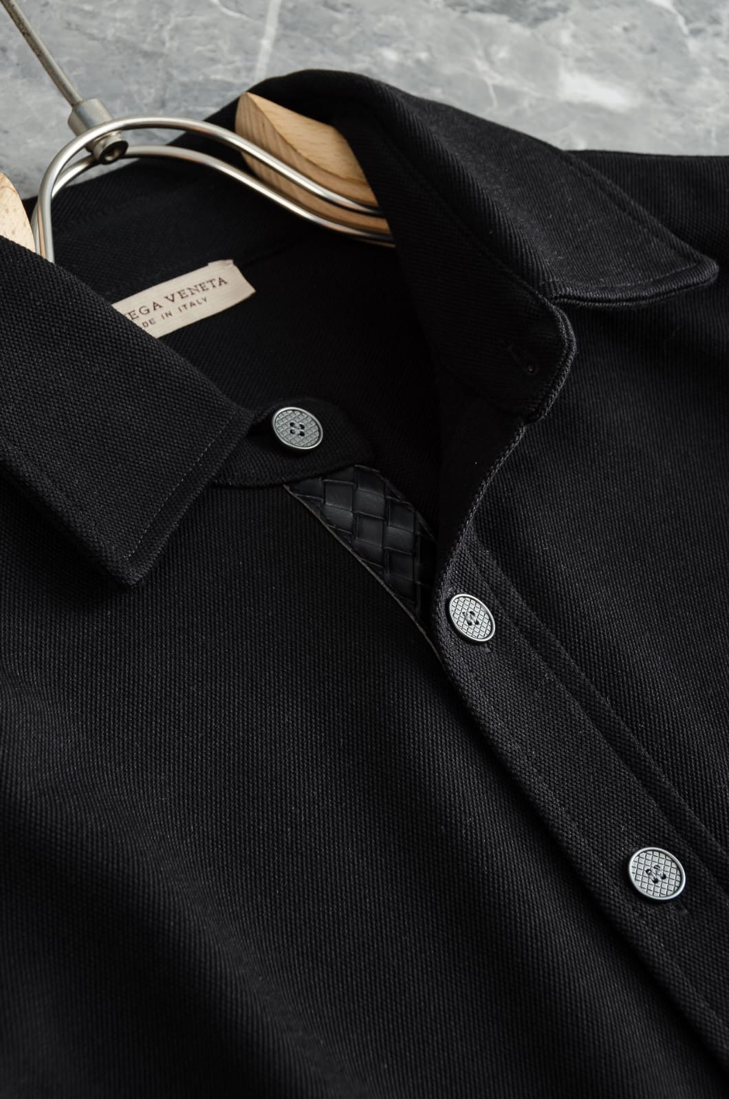 Bottega Veneta - Long-Sleeve Shirt with Intrecciato Leather Pocket Detail