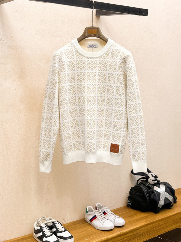 Loewe - Anagram Knit Crewneck Sweater with Leather Patch