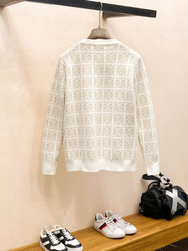 Loewe - Anagram Knit Crewneck Sweater with Leather Patch