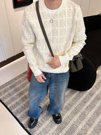Loewe - Anagram Knit Crewneck Sweater with Leather Patch