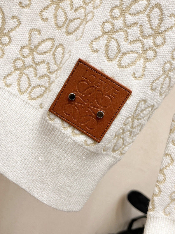Loewe - Anagram Knit Crewneck Sweater with Leather Patch