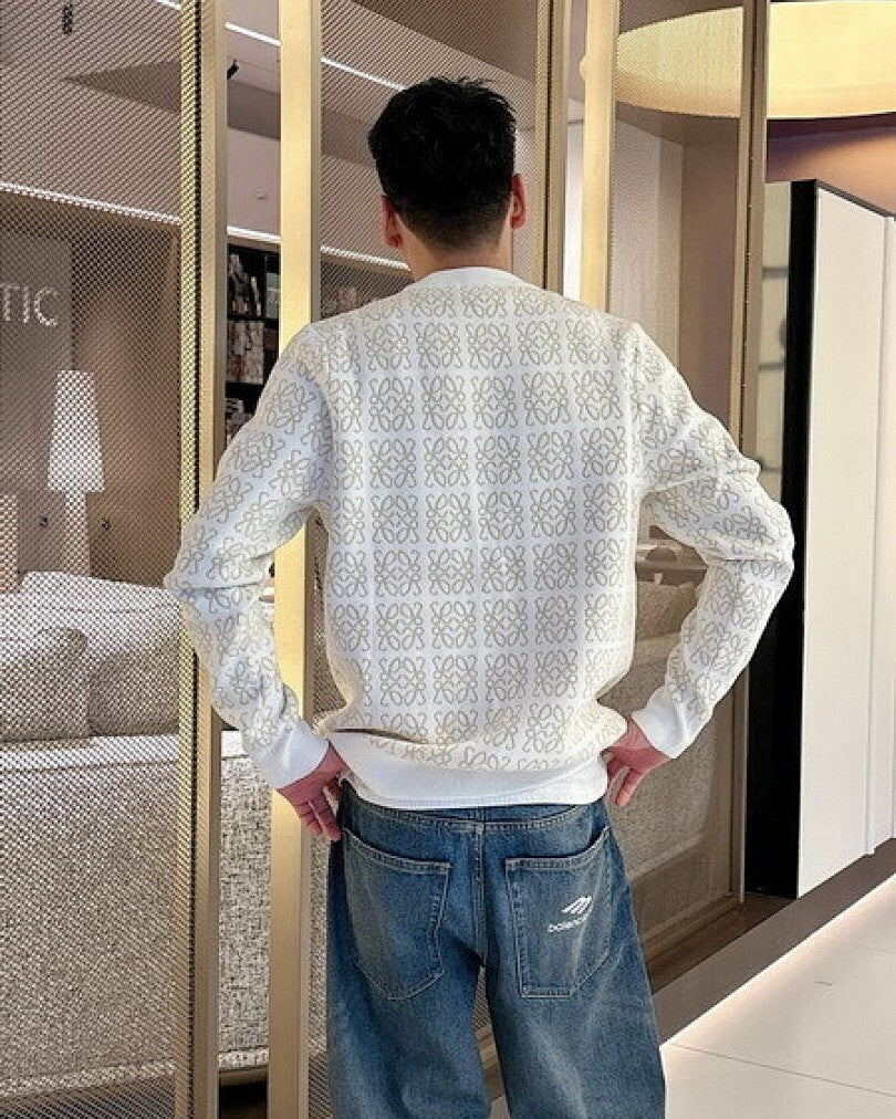 Loewe - Anagram Knit Crewneck Sweater with Leather Patch