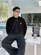 Loewe - Anagram Ribbed Knit Zip-Up Cardigan in Black