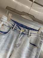 Burberry - Light Wash Slim Fit Jeans with Equestrian Knight Logo