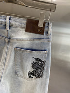 Burberry - Light Wash Slim Fit Jeans with Equestrian Knight Logo