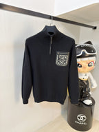 Loewe - Black Quarter-Zip Knit Sweater with Anagram Pocket