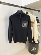 Loewe - Black Quarter-Zip Knit Sweater with Anagram Pocket