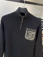 Loewe - Black Quarter-Zip Knit Sweater with Anagram Pocket