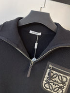 Loewe - Black Quarter-Zip Knit Sweater with Anagram Pocket