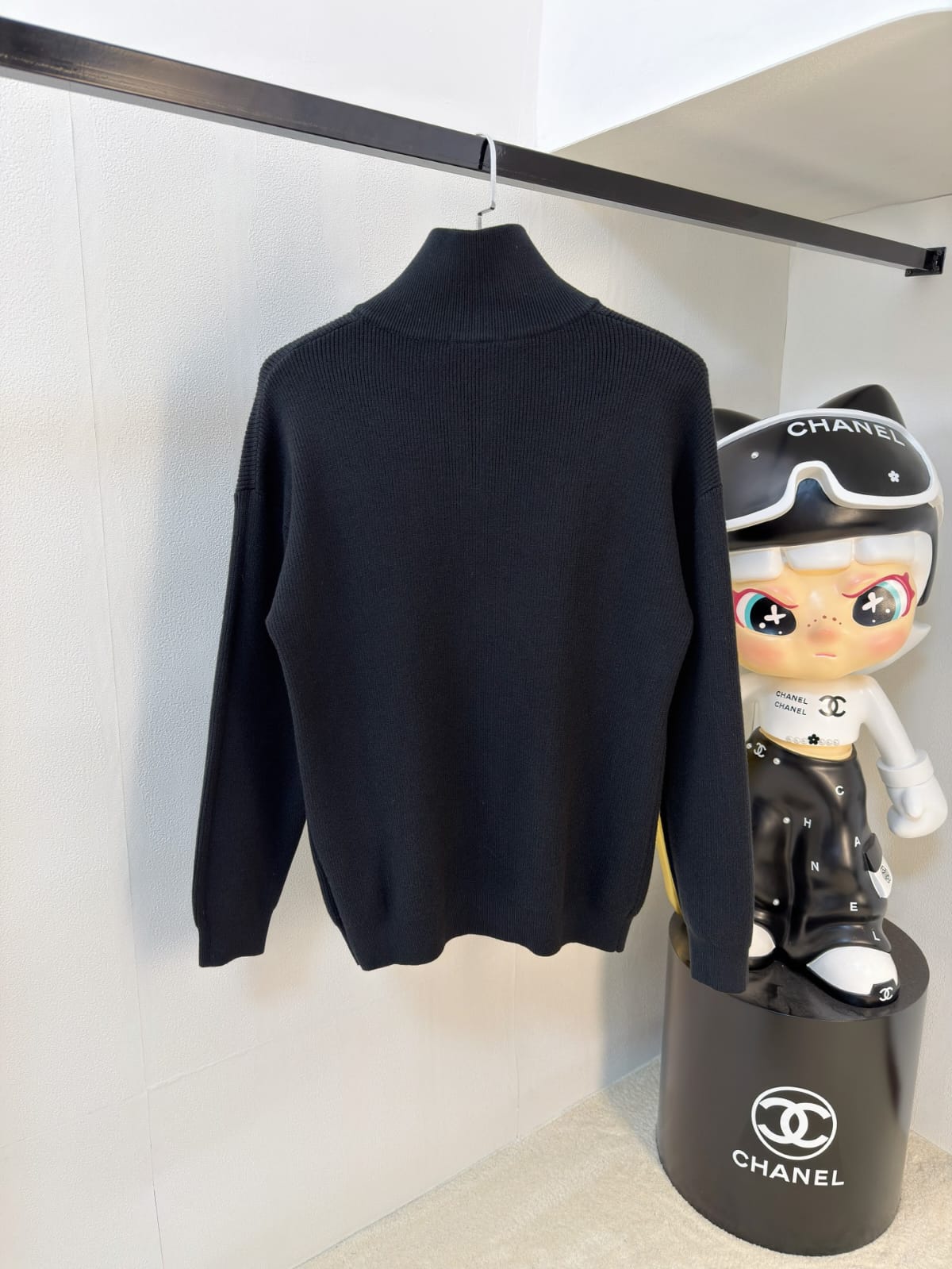Loewe - Black Quarter-Zip Knit Sweater with Anagram Pocket