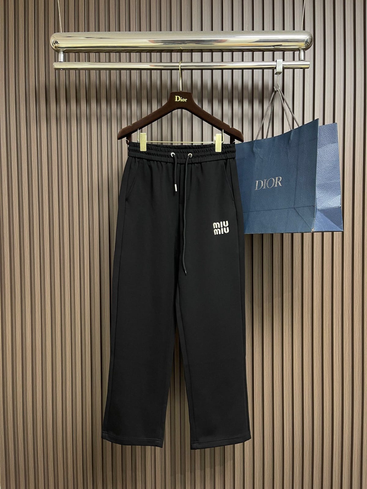 Miu Miu - Relaxed Wide-Leg Black Joggers