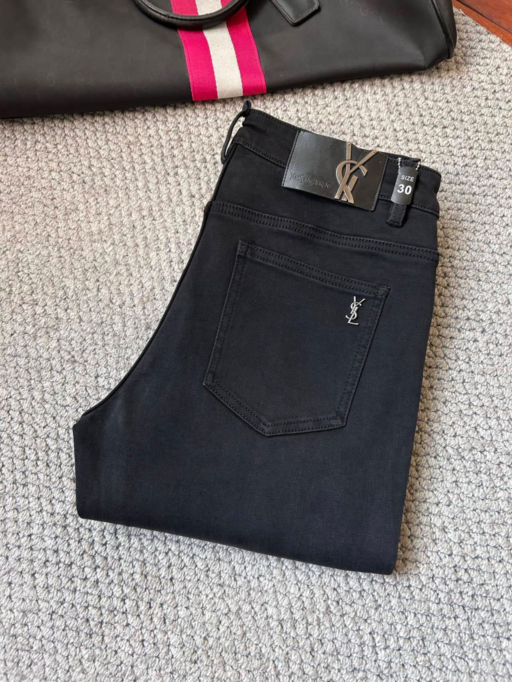 Saint Laurent YSL - Washed Black Slim-Fit Denim Jeans