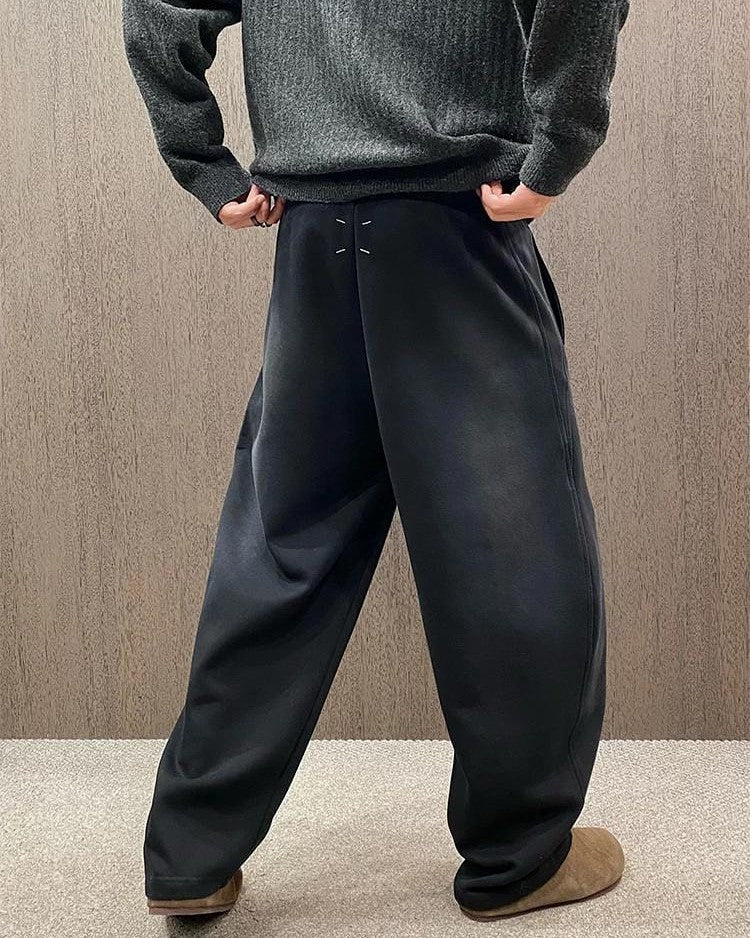 Maison Margiela - Faded Black Oversized Wide-Leg Sweatpants