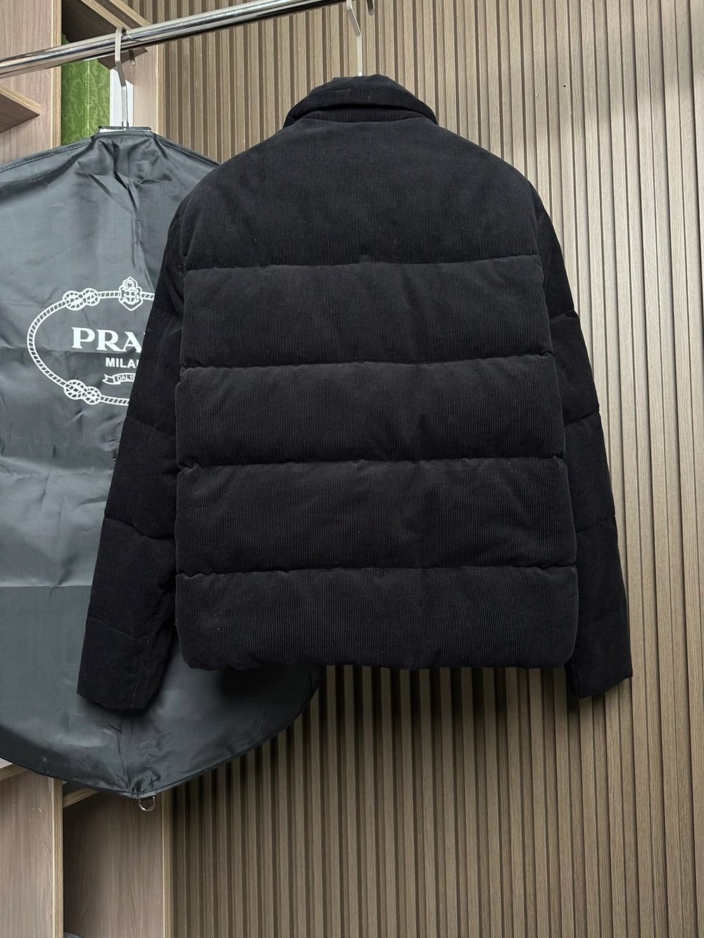 Prada - Black Wide-Wale Corduroy Puffer Jacket
