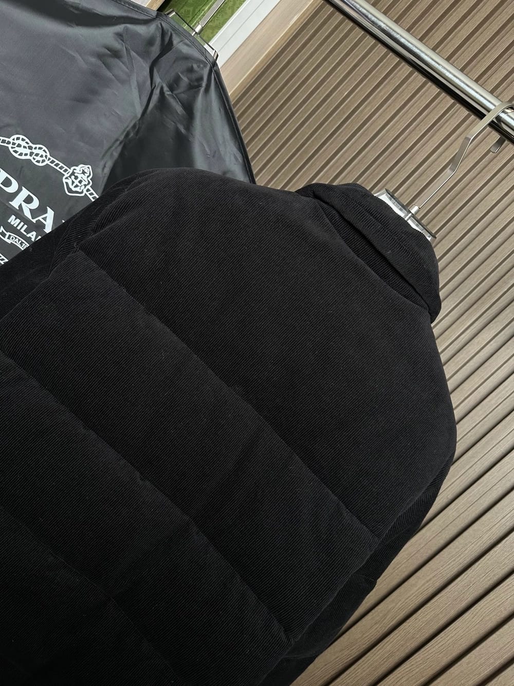 Prada - Black Wide-Wale Corduroy Puffer Jacket
