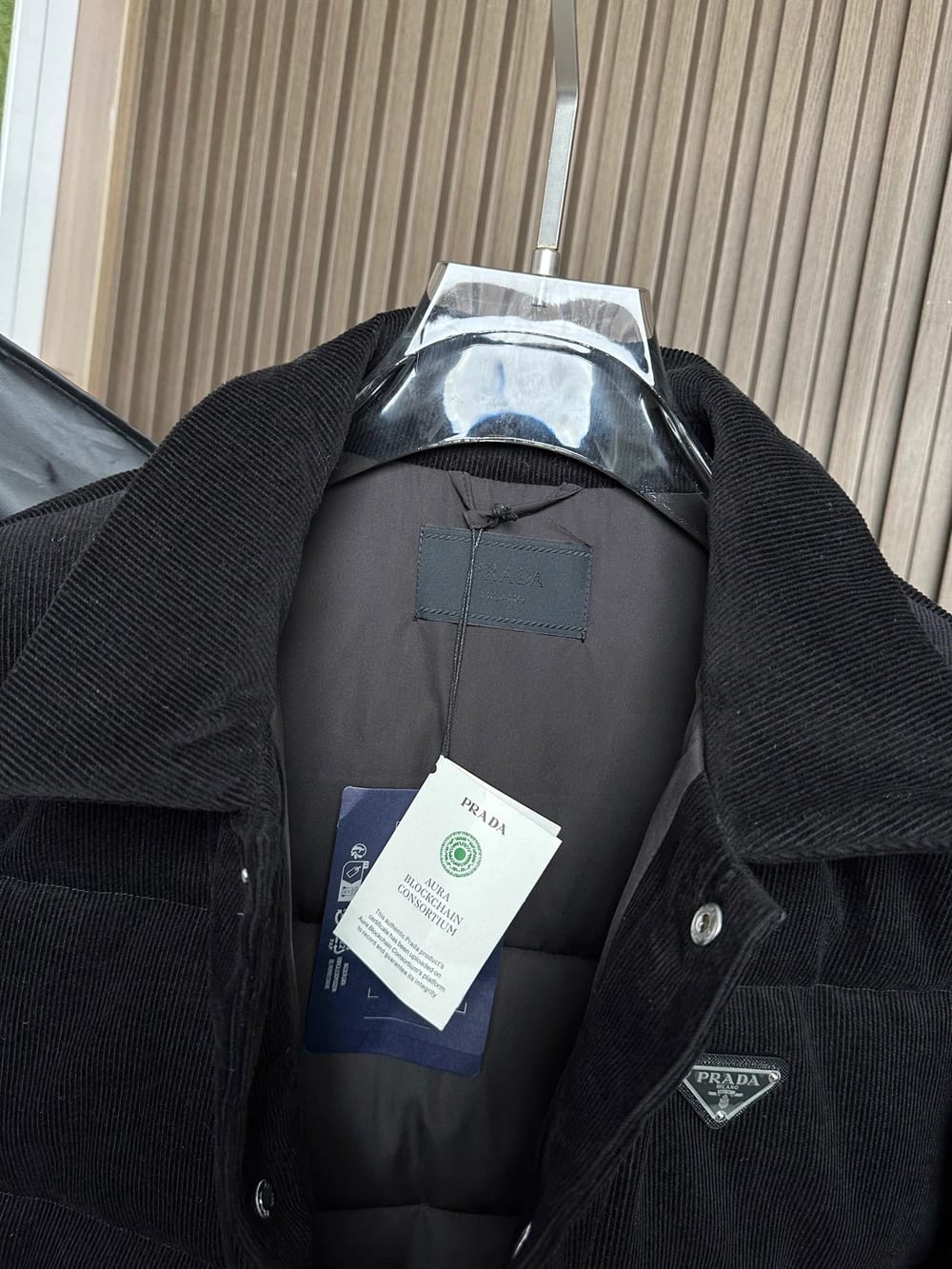 Prada - Black Wide-Wale Corduroy Puffer Jacket