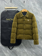 Prada - Corduroy Puffer Jacket - Olive Green