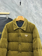 Prada - Corduroy Puffer Jacket - Olive Green