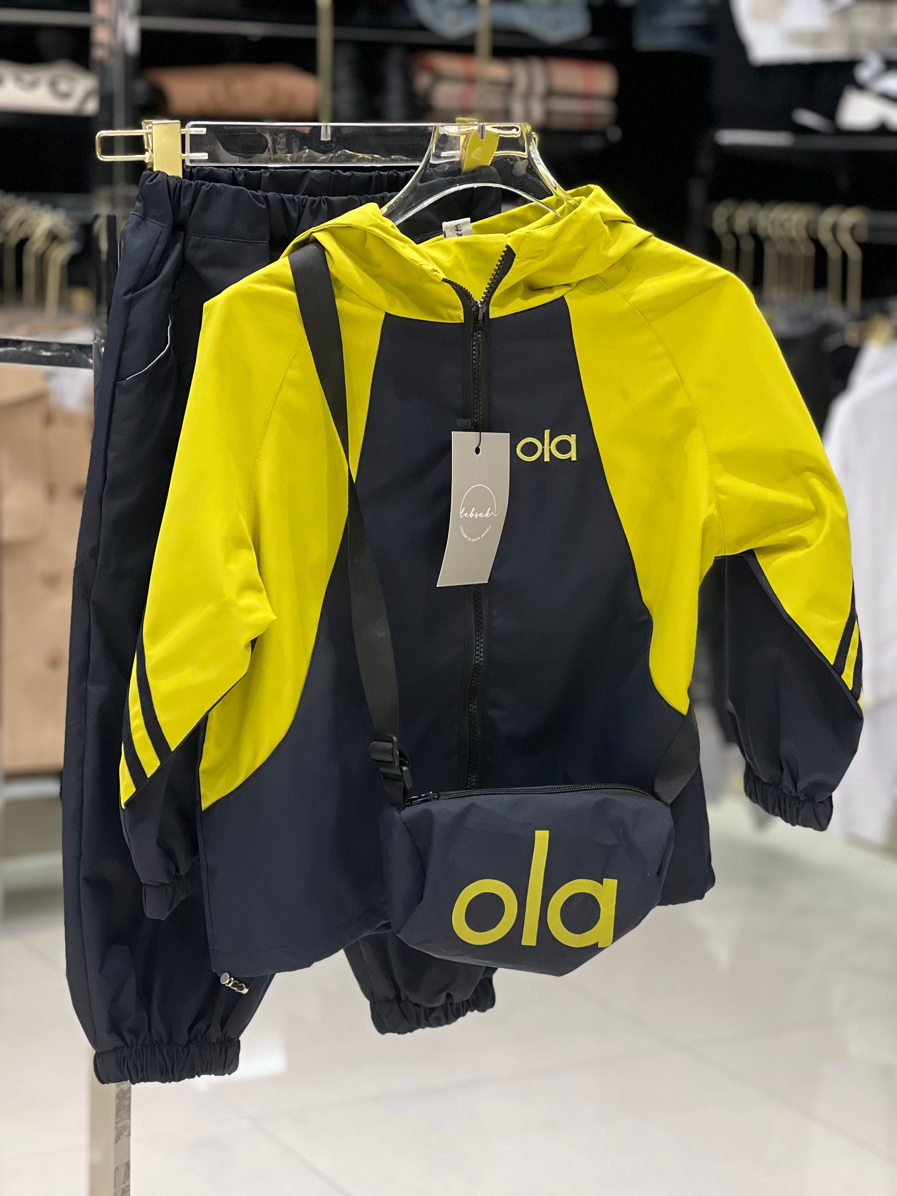Alo Kids - "Ola" Graphic Tracksuit Set & Bag - Navy/Yellow