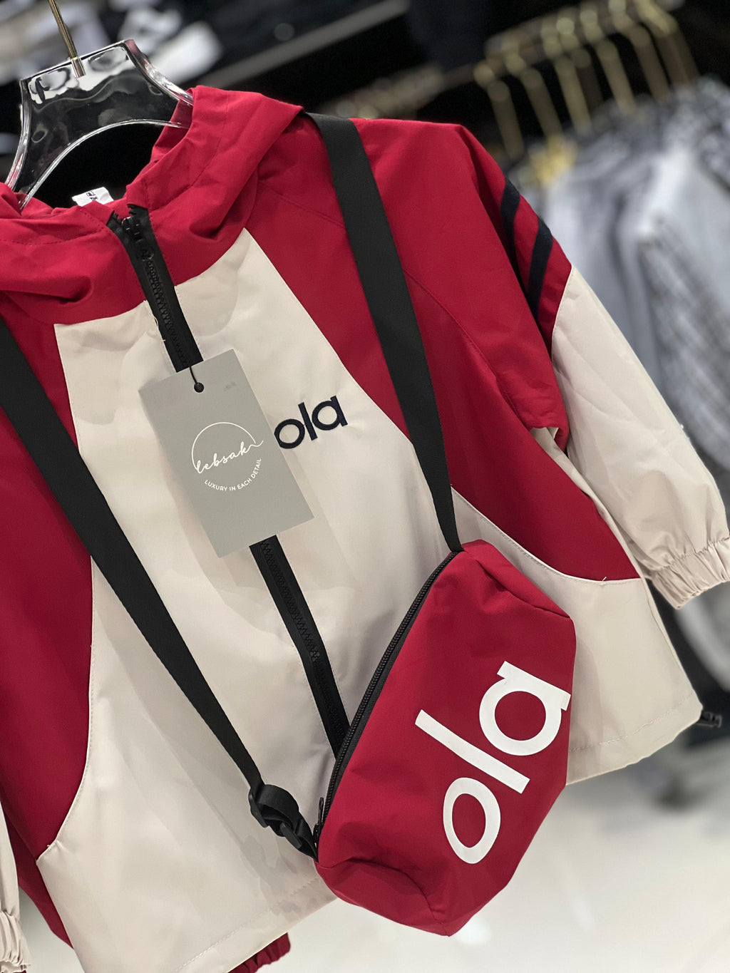 Alo Kids - "Ola" Graphic Tracksuit Set & Bag - Red/Beige