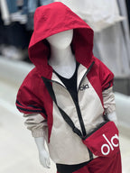 Alo Kids - "Ola" Graphic Tracksuit Set & Bag - Red/Beige
