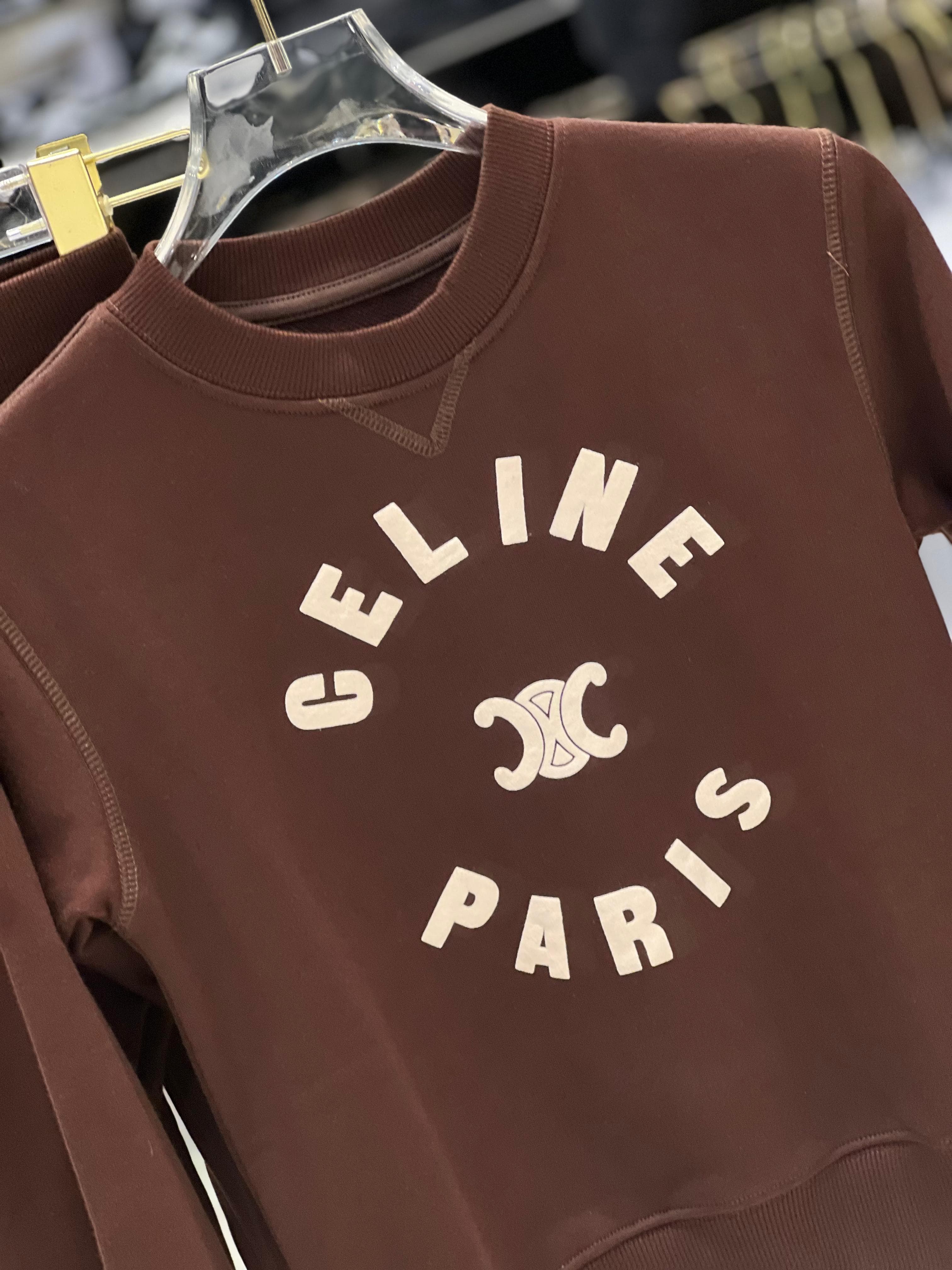 Celine Kids - Brown Triomphe Logo Sweatshirt & Jogger Set