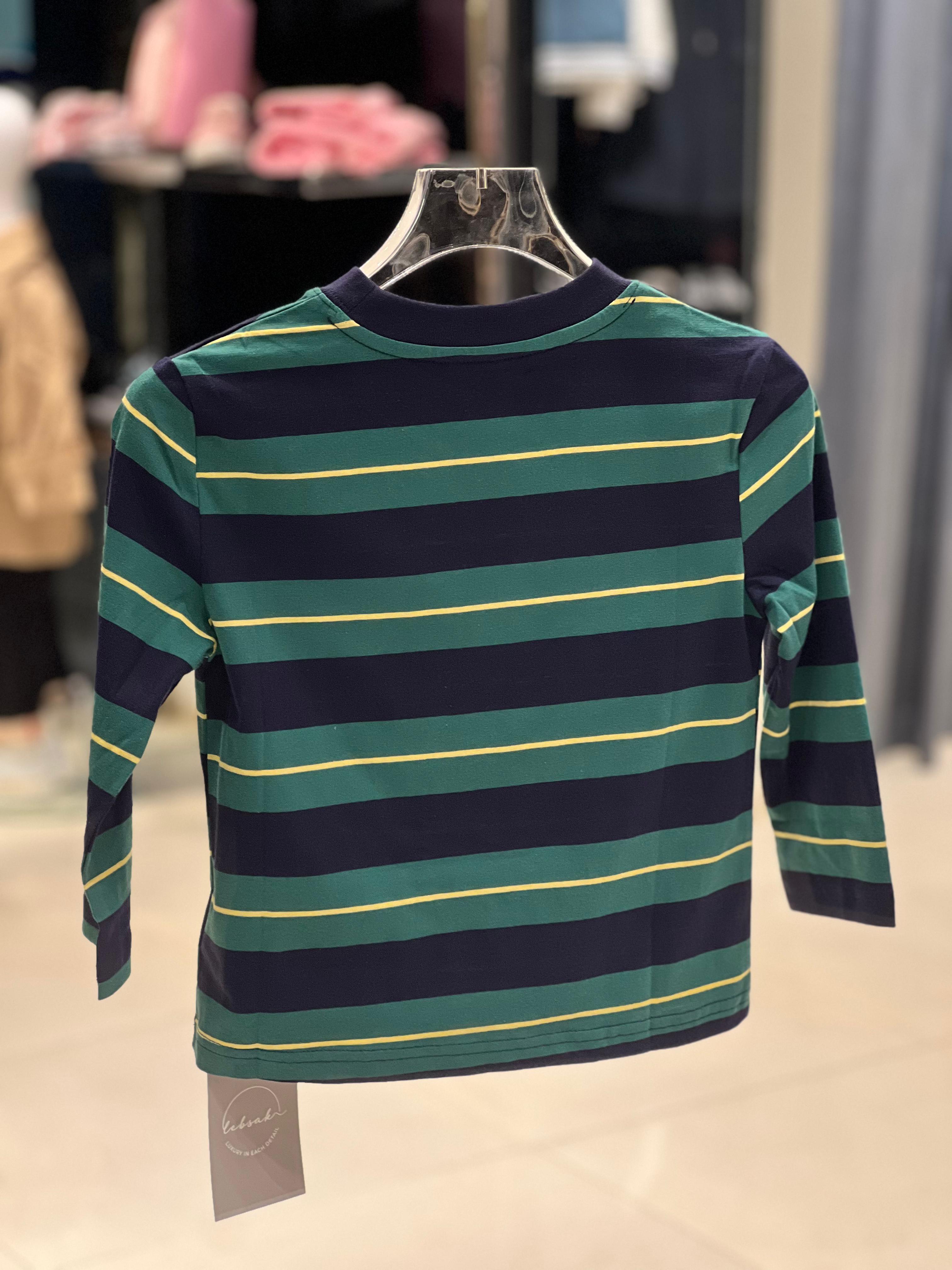 Miu Miu Kids - Striped Cotton T-Shirt with Logo Pocket