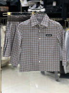 Miu Miu - Girls' Plaid Button-Up Shirt & Pleated Skirt Set