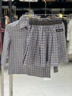 Miu Miu - Girls' Plaid Button-Up Shirt & Pleated Skirt Set