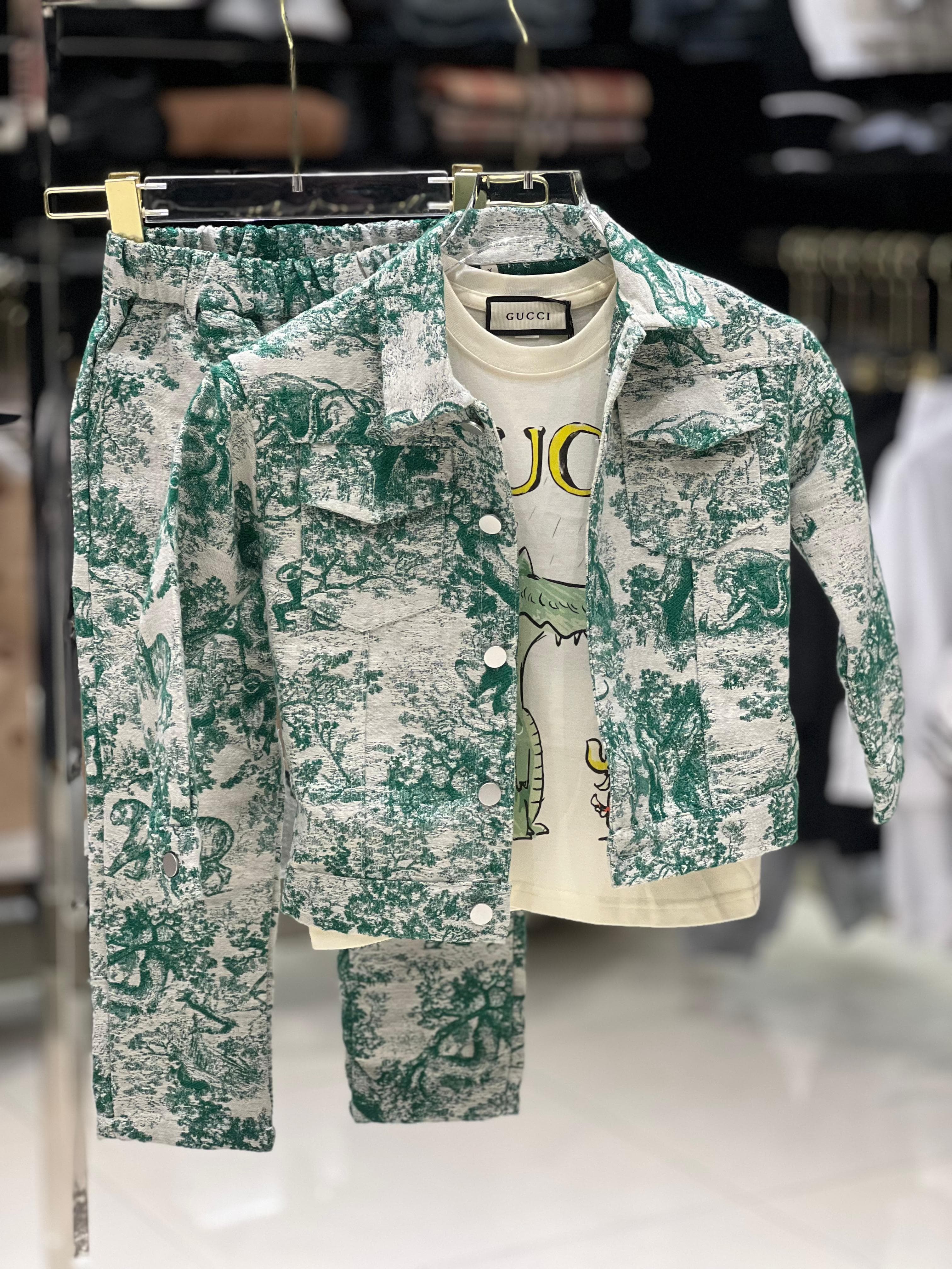 Dior Kids - Green Toile de Jouy Jacket & Pants Set