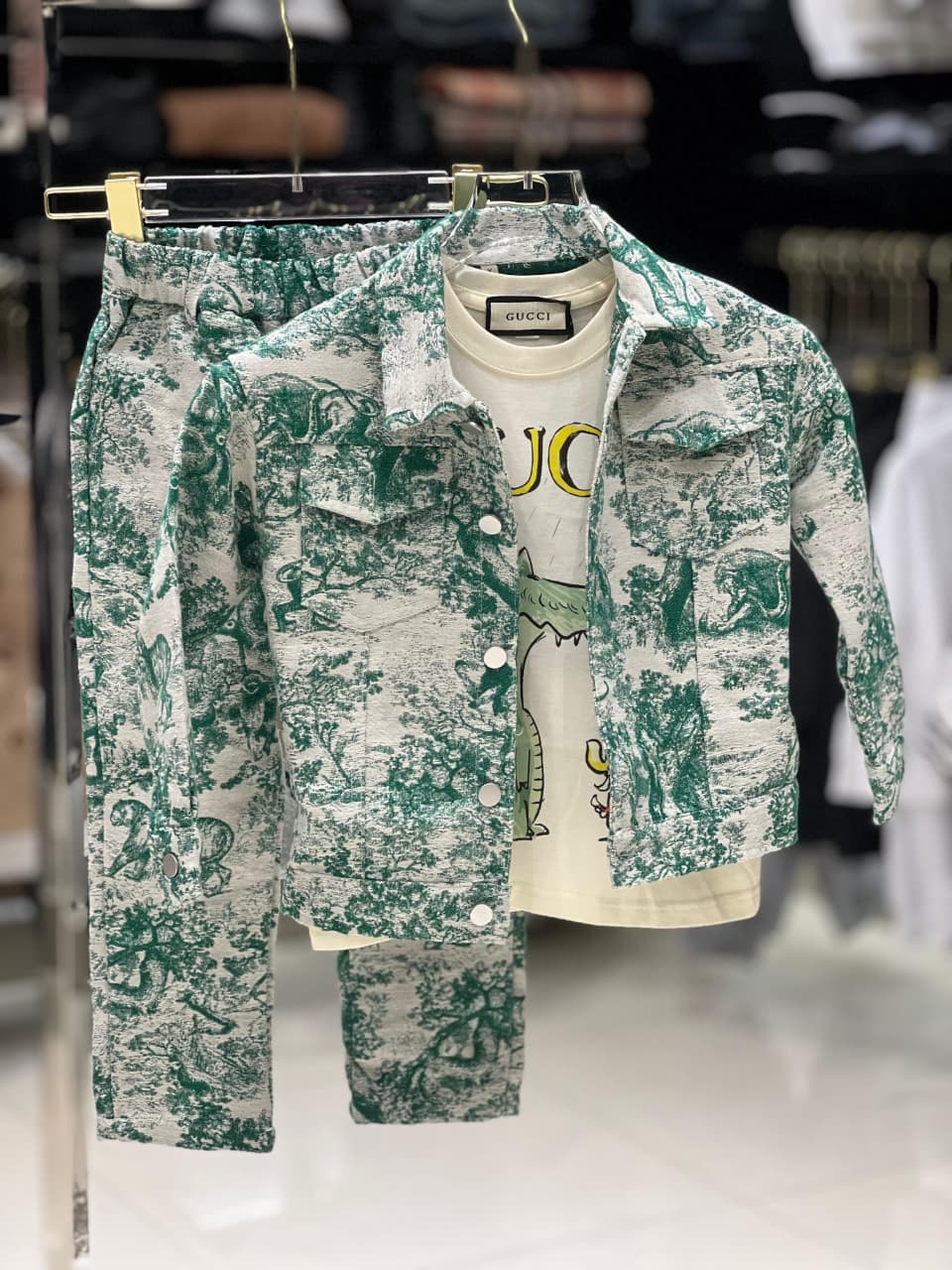 Dior Kids - Green Toile de Jouy Jacket & Pants Set