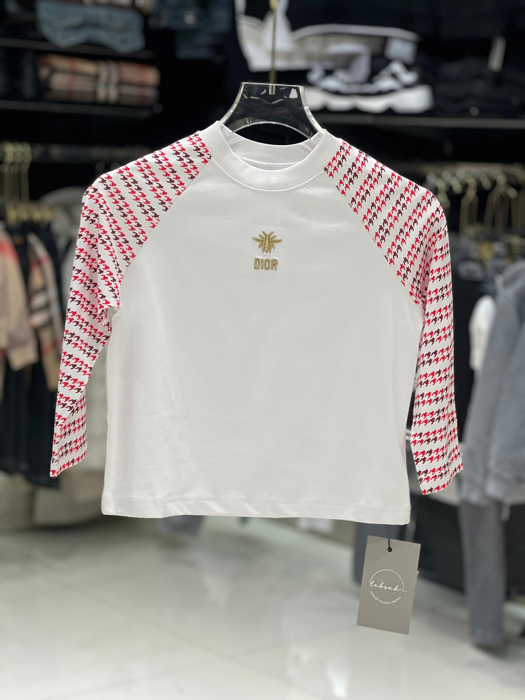 Dior Kids - White Sweatshirt with Red Sleeves