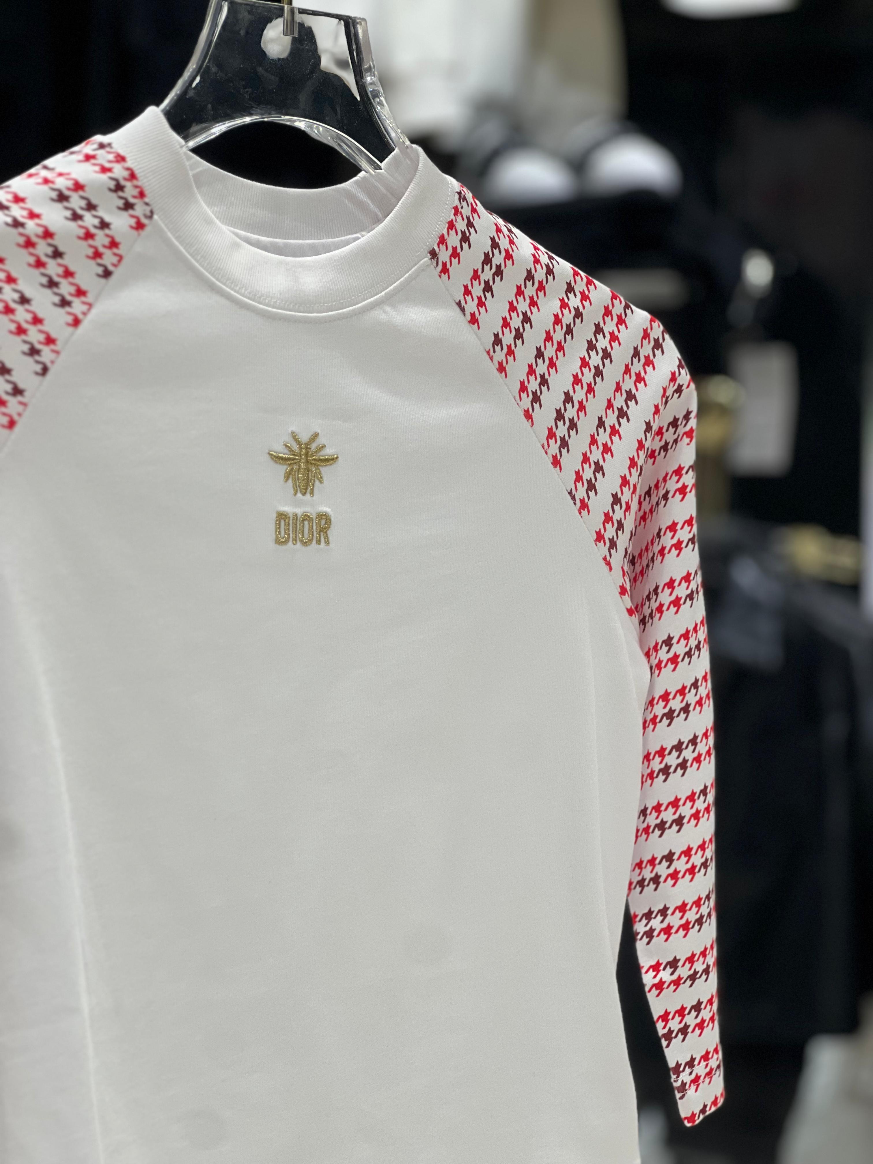 Dior Kids - White Sweatshirt with Red Sleeves