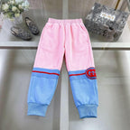 Gucci - Kids Pink & Blue Felted Cotton Jersey Tracksuit Set with Interlocking G Patch
