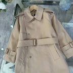 Burberry - Kids Honey Beige Cotton Gabardine Trench Coat with Vintage Check Lining