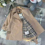 Burberry - Kids Honey Beige Cotton Gabardine Trench Coat with Vintage Check Lining