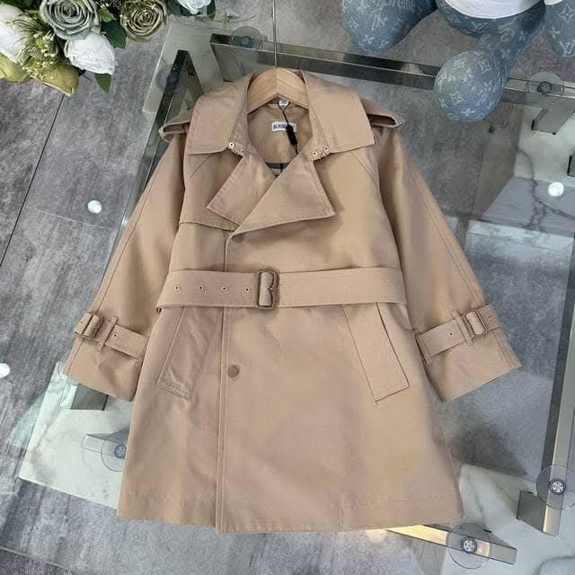 Burberry - Kids Honey Beige Cotton Gabardine Trench Coat with Vintage Check Lining