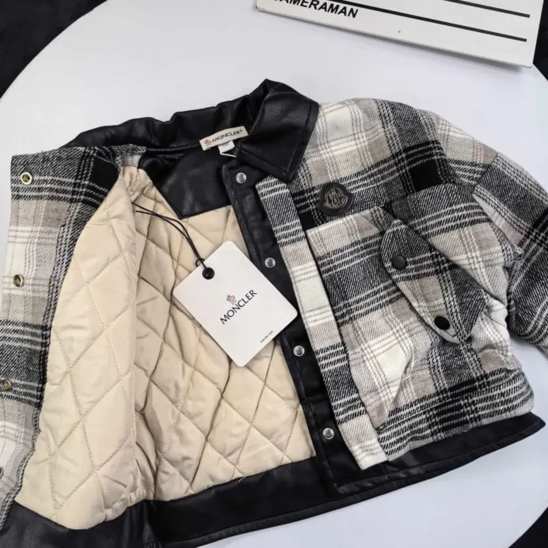 Moncler - Kids' Grey Plaid Wool-Effect Jacket