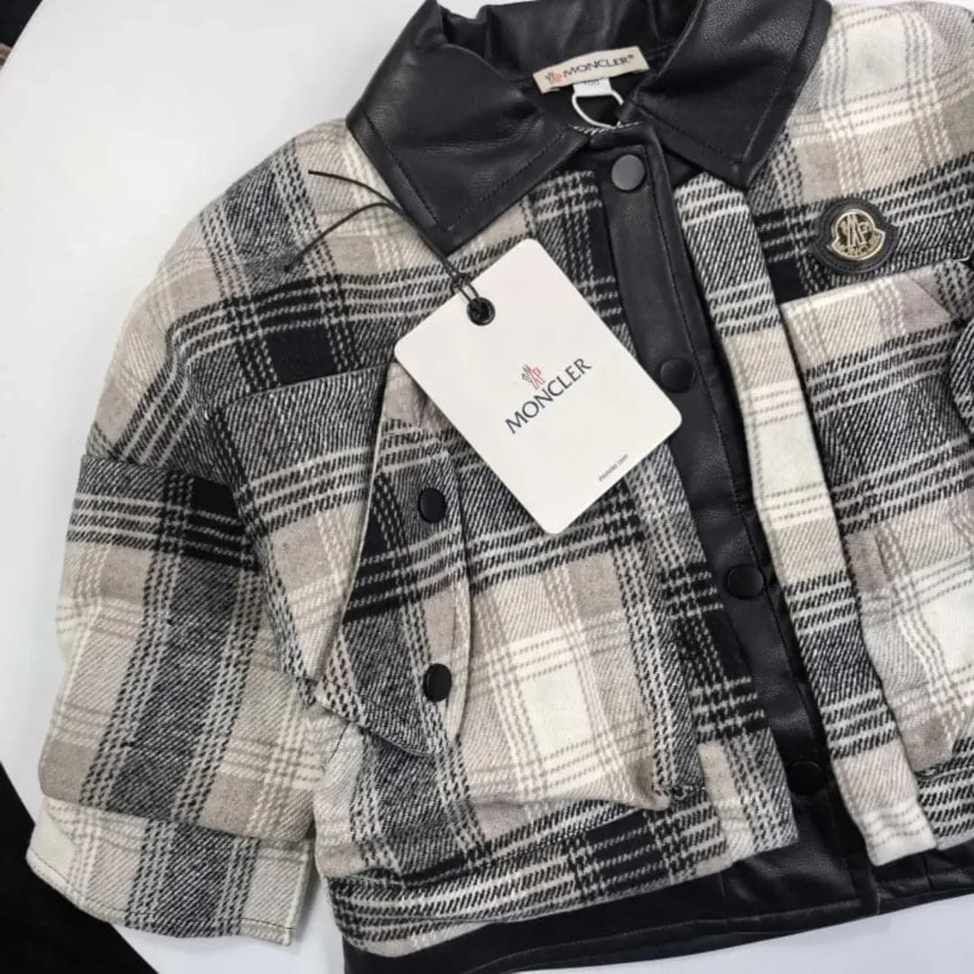 Moncler - Kids' Grey Plaid Wool-Effect Jacket