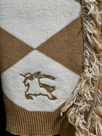Burberry - Kids' Camel & White Diamond Knit Sweater with Fringed Scarf